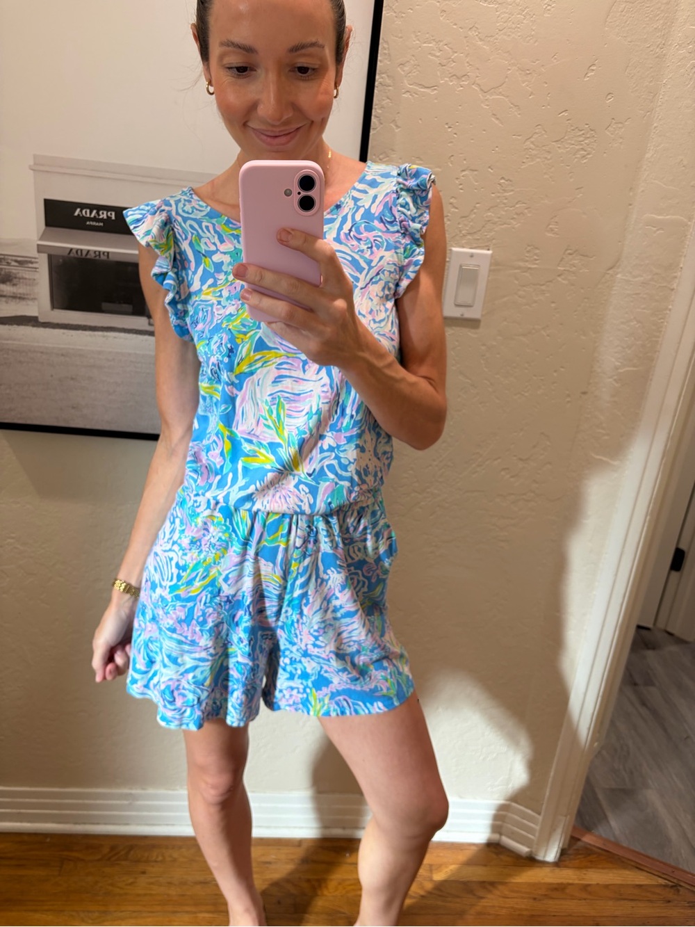Lilly Pulitzer Blue Multi Floral Ruffle Romper